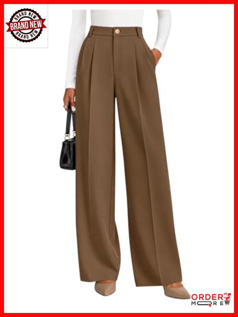 Business Casual Wide Leg Dress Pants Flat Front Slacks Office Work